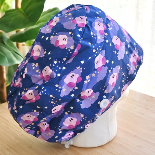 KIRBY - PURPLE KIRBY WITH STARS SATIN LINED EURO STYLE SCRUB CAP