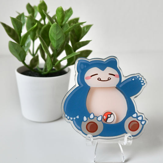 POKEMON - SNORLAX THEMED ACRYLIC SHAKER BADGE REEL