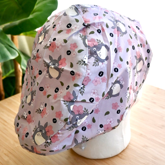 MY NEIGHBOR TOTORO CHERRY BLOSSOM THEMED SATIN LINED EURO STYLE SCRUB CAP
