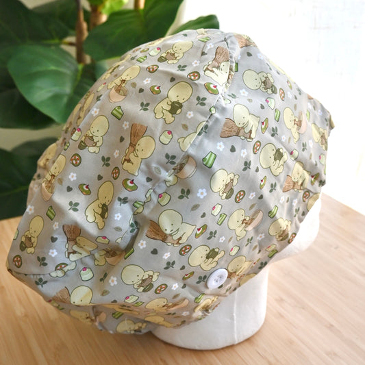 SMISKI MATCHA THEMED SATIN LINED EURO STYLE SCRUB CAP
