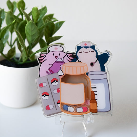 PHARMACY POKEMON THEMED ACRYLIC SHAKER BADGE REEL