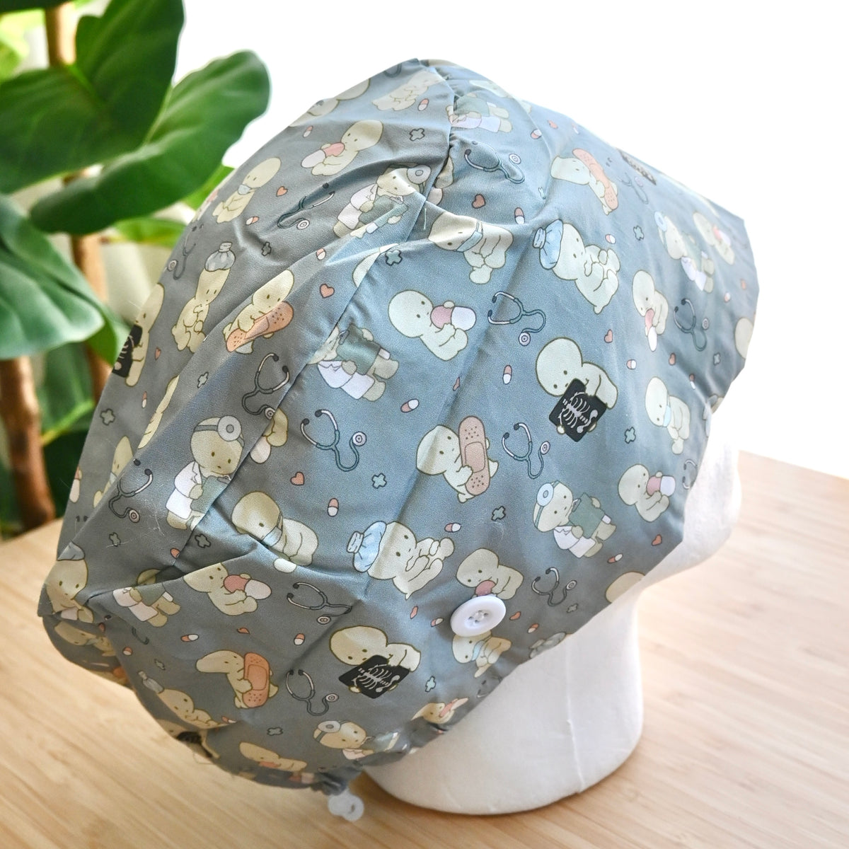 SMISKI MEDICAL THEMED SATIN LINED EURO STYLE SCRUB CAP