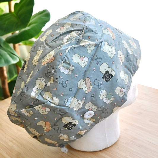 SMISKI MEDICAL THEMED SATIN LINED EURO STYLE SCRUB CAP