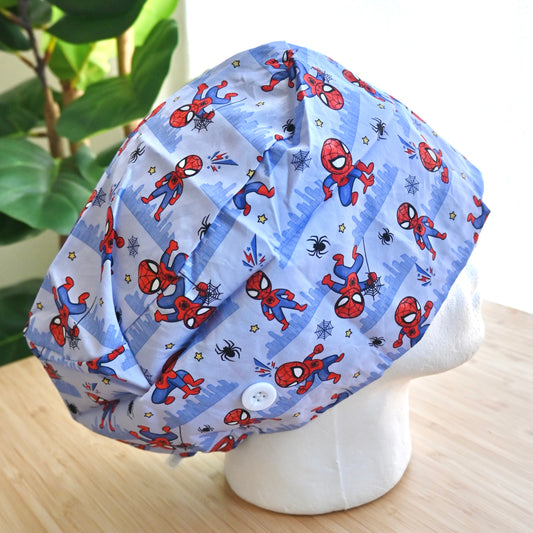 SPIDERMAN THEMED SATIN LINED EURO STYLE SCRUB CAP