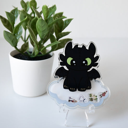 HOW TO TRAIN YOUR DRAGON THEMED ACRYLIC SHAKER BADGE REEL