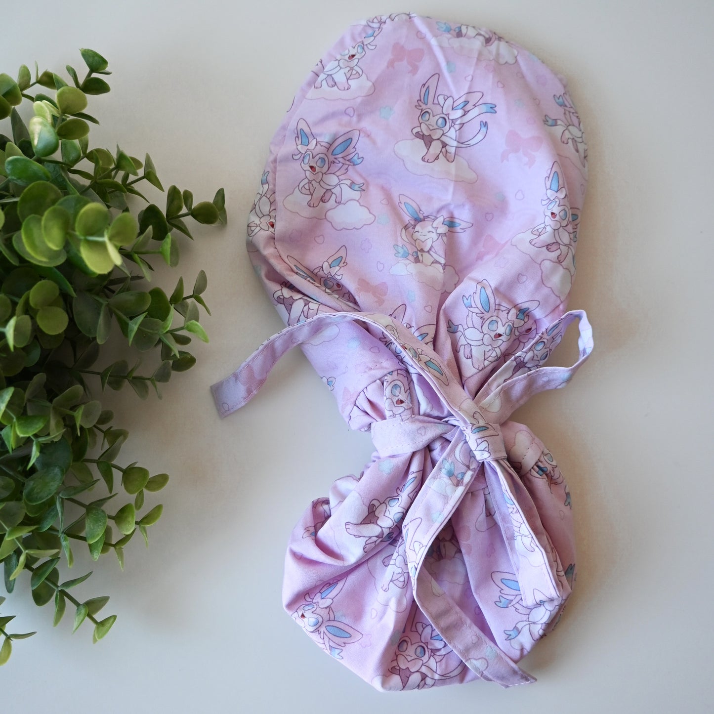 POKEMON - SYLVEON THEMED SATIN LINED PONYTAIL SCRUB CAP