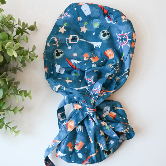 KINGDOM HEARTS THEMED SATIN LINED PONYTAIL SCRUB CAP