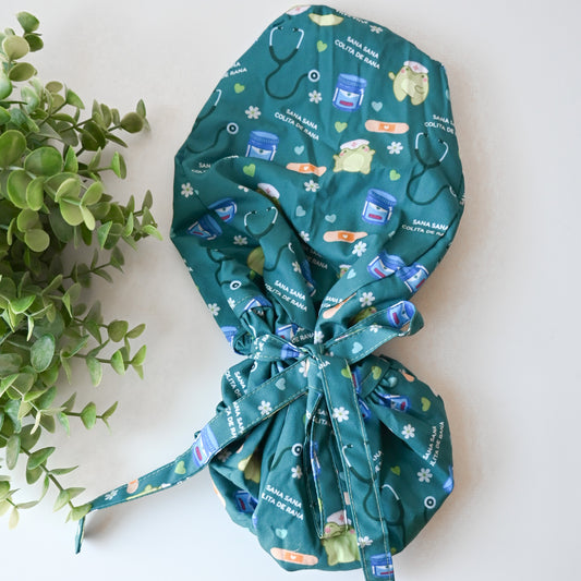 SANA SANA COLITA DE RANA SATIN LINED PONYTAIL SCRUB CAP