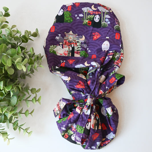 SPIRITED AWAY - NO FACE THEMED SATIN LINED PONYTAIL SCRUB CAP