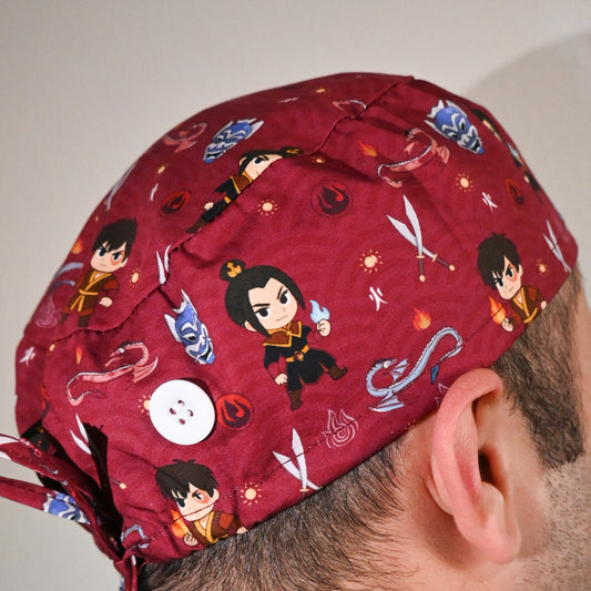 ATLA - FIRE NATION ZUKO AND AZULA SATIN LINED REGULAR SCRUB CAP