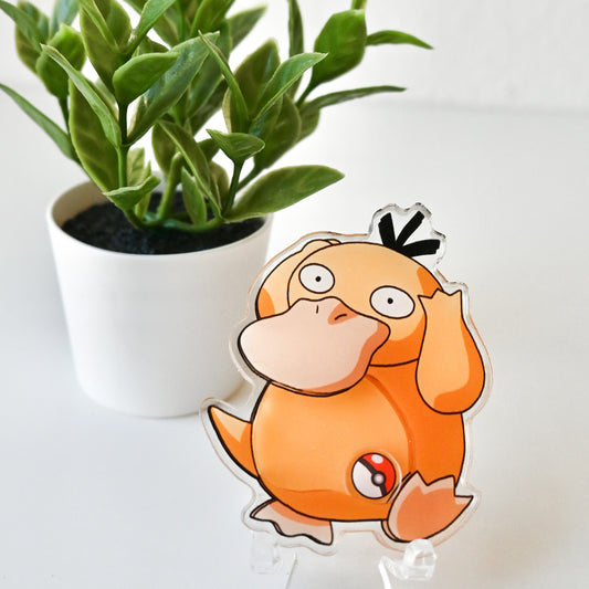 POKEMON - PSYDUCK THEMED ACRYLIC SHAKER BADGE REEL