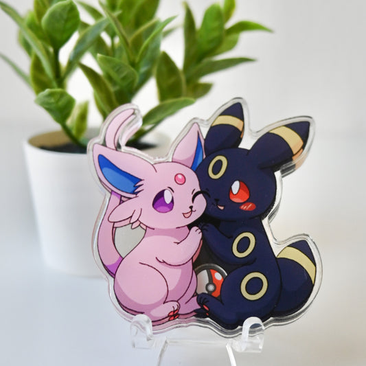POKEMON - UMBREON AND ESPEON THEMED ACRYLIC SHAKER BADGE REEL
