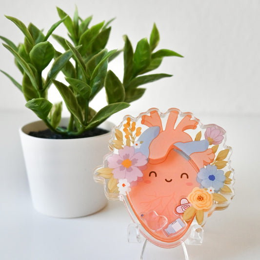 HEART ANATOMICAL THEMED ACRYLIC SHAKER BADGE REEL