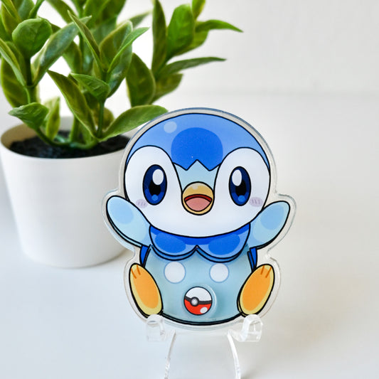 POKEMON - PIPLUP THEMED ACRYLIC SHAKER BADGE REEL