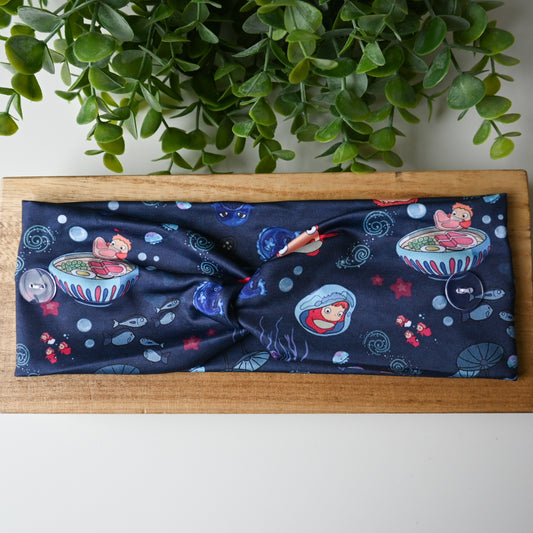 PONYO - DARK BLUE PONYO WITH SEA CREATURES HEADBAND