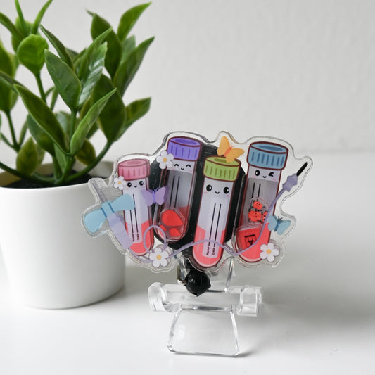 PHLEBOTOMY THEMED ACRYLIC SHAKER BADGE REEL
