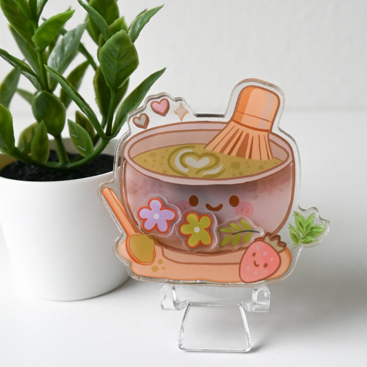 MATCHA THEMED ACRYLIC SHAKER BADGE REEL