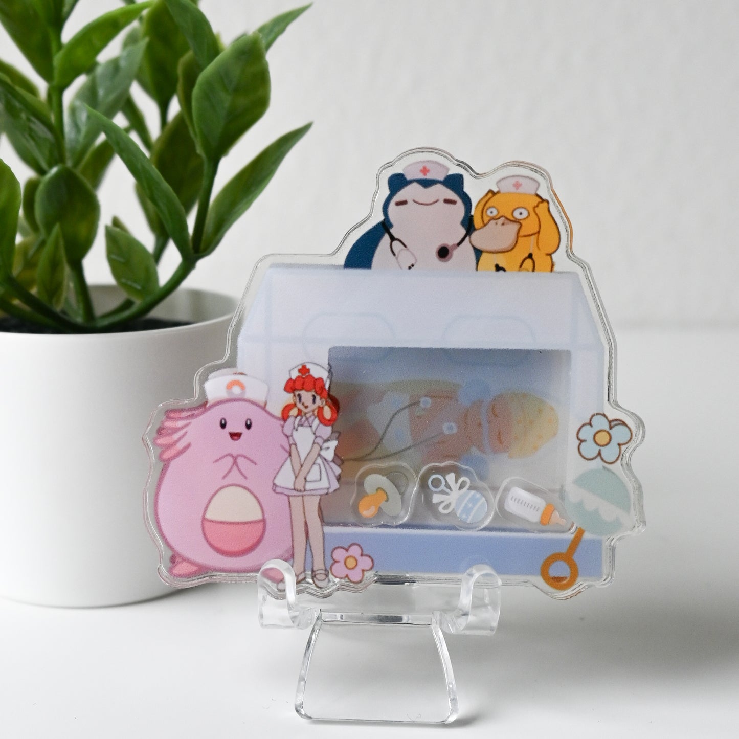 NICU POKEMON THEMED ACRYLIC SHAKER BADGE REEL
