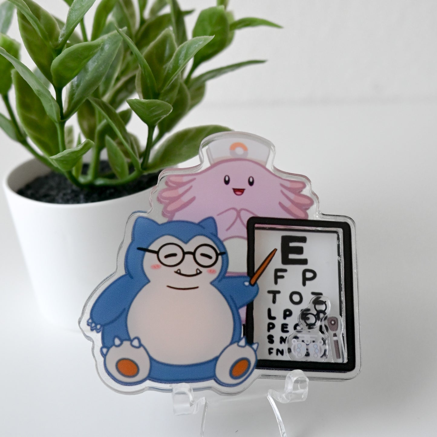 OPTOMETRY POKEMON THEMED ACRYLIC SHAKER BADGE REEL