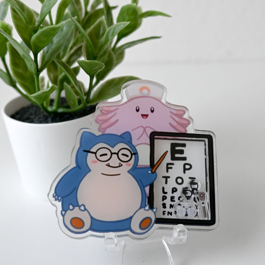 OPTOMETRY POKEMON THEMED ACRYLIC SHAKER BADGE REEL