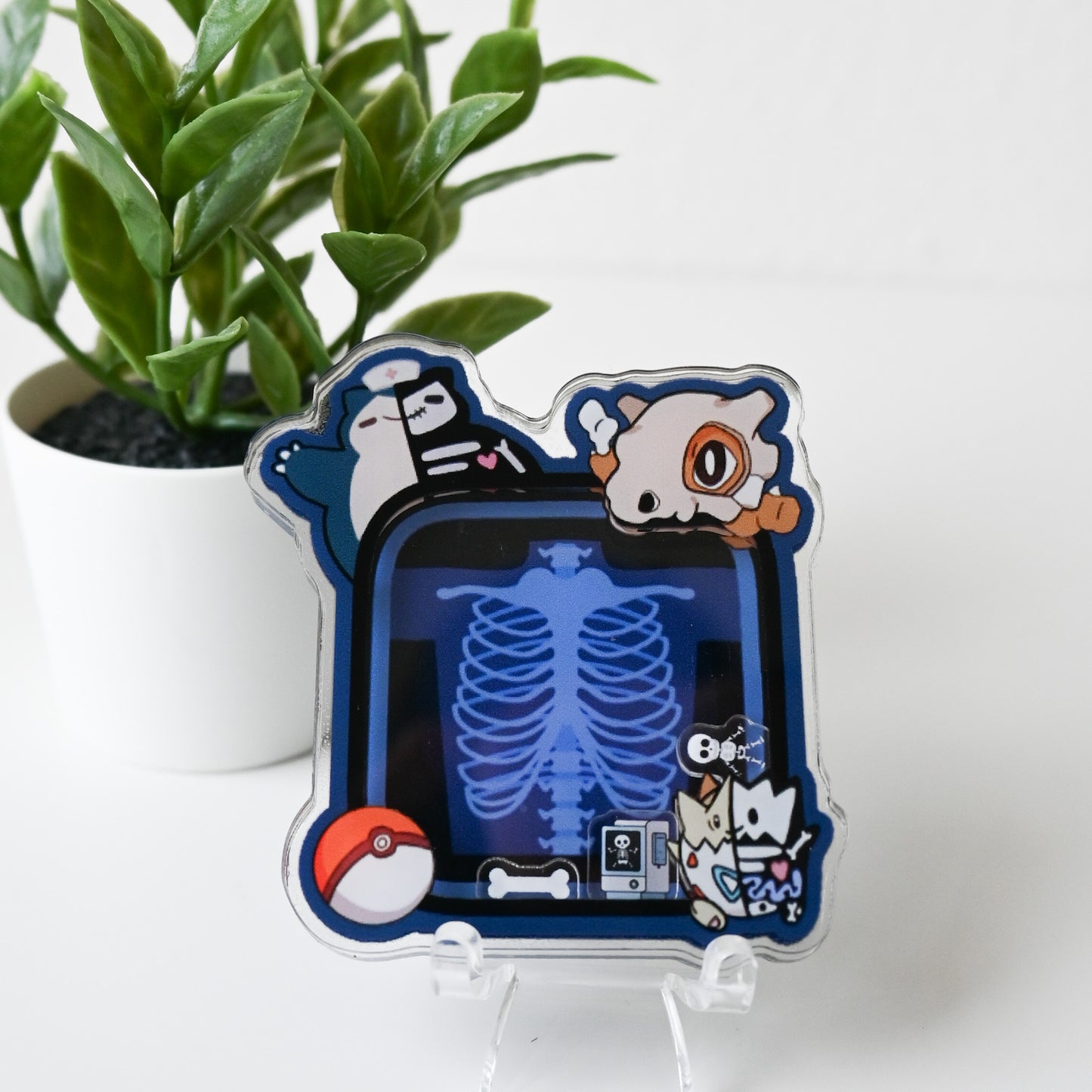 RADIOLOGY POKEMON THEMED ACRYLIC SHAKER BADGE REEL