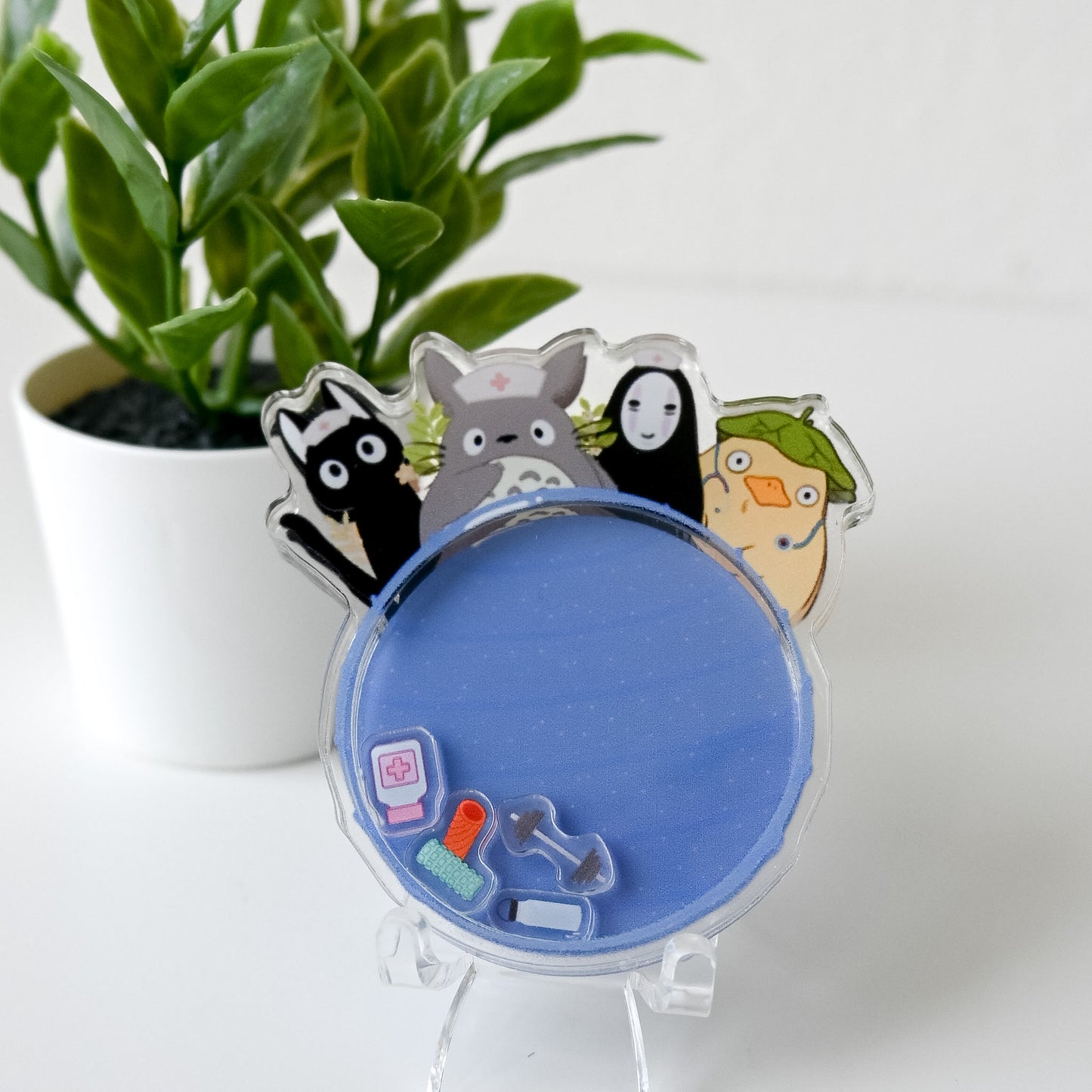 PHYSICAL THERAPY GHIBLI THEMED ACRYLIC SHAKER BADGE REEL