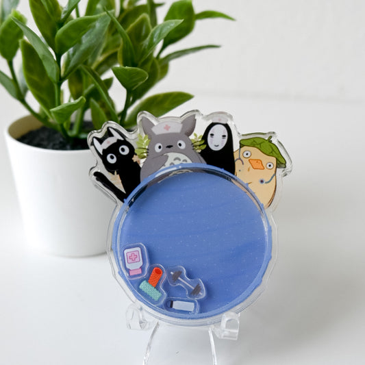 PHYSICAL THERAPY GHIBLI THEMED ACRYLIC SHAKER BADGE REEL