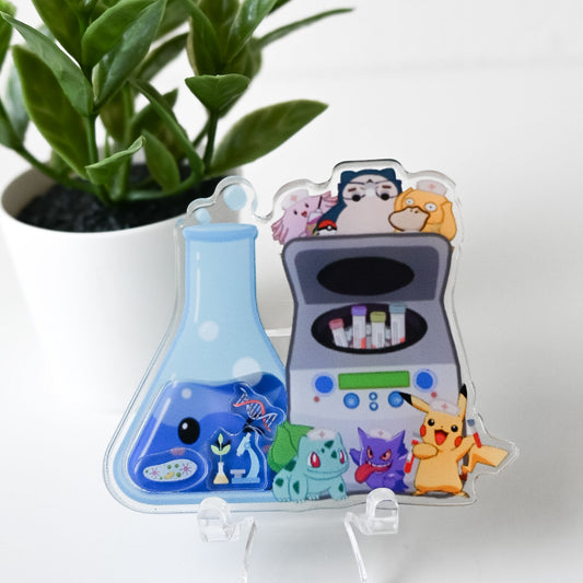 CLINICAL LABORATORY POKEMON THEMED ACRYLIC SHAKER BADGE REEL