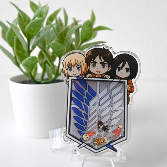 ATTACK ON TITAN - EMBLEM AND CHARACTERS ACRYLIC SHAKER BADGE REEL