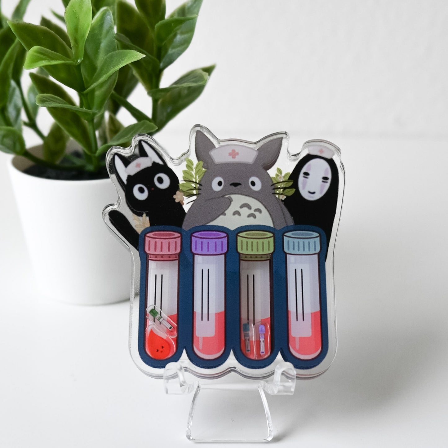 PHLEBOTOMY GHIBLI THEMED ACRYLIC SHAKER BADGE REEL