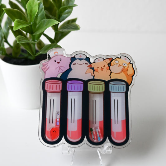 PHLEBOTOMY POKEMON THEMED ACRYLIC SHAKER BADGE REEL