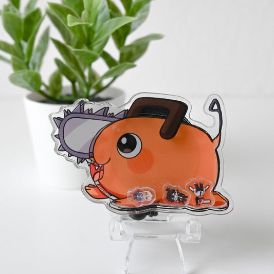CHAINSAWMAN THEMED ACRYLIC SHAKER BADGE REEL