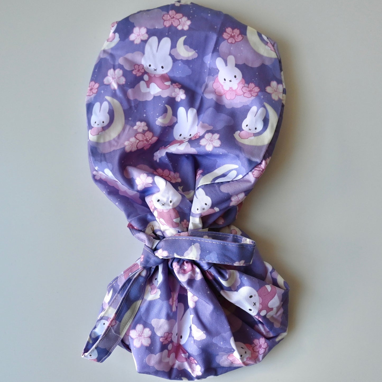 MIFFY CHERRY BLOSSOM THEMED SATIN LINED PONYTAIL SCRUB CAP