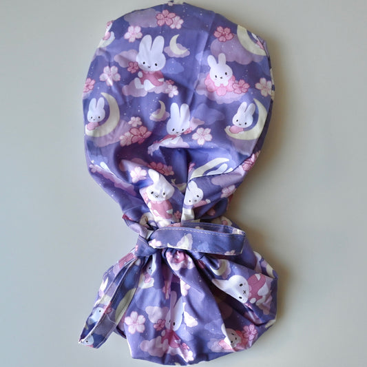 MIFFY CHERRY BLOSSOM THEMED SATIN LINED PONYTAIL SCRUB CAP