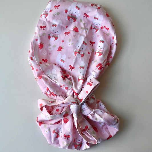 MIFFY STRAWBERRY THEMED SATIN LINED PONYTAIL SCRUB CAP