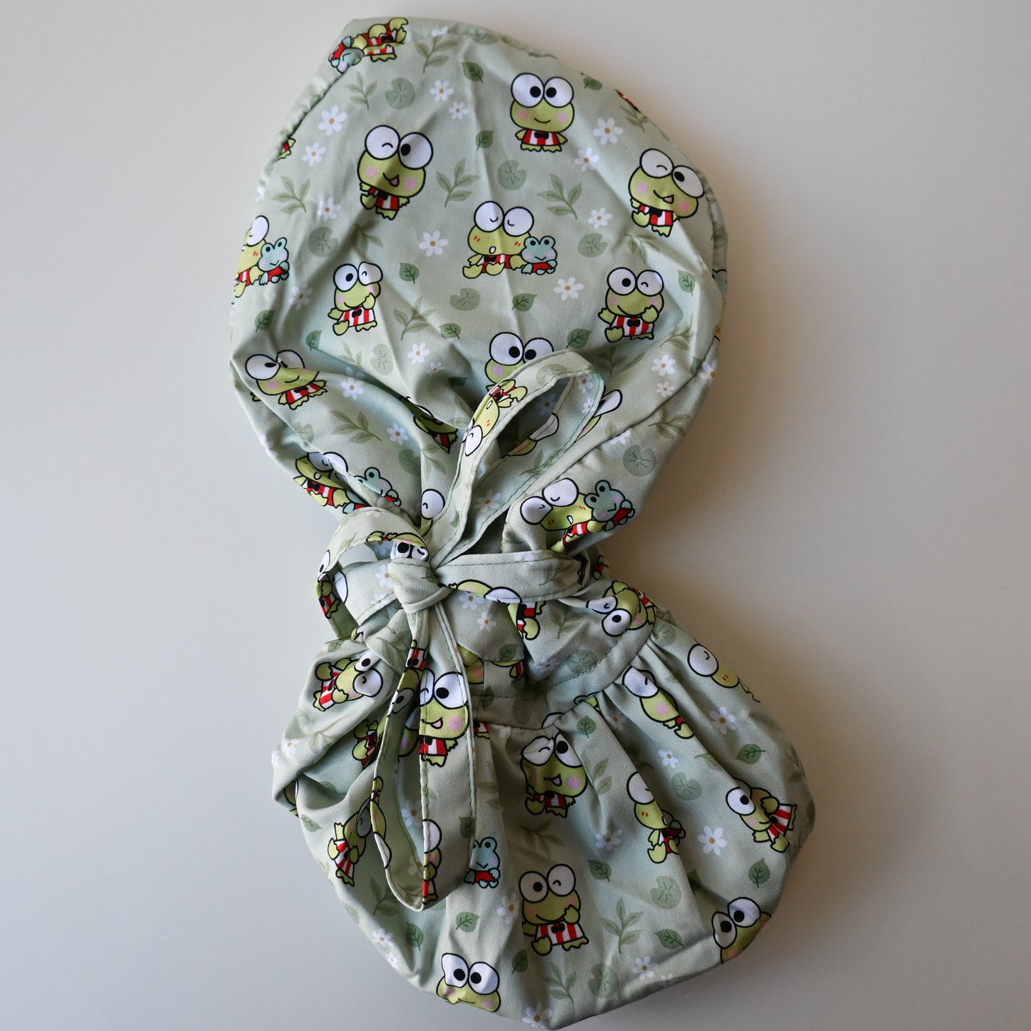 KEROPPI THEMED SATIN LINED PONYTAIL SCRUB CAP