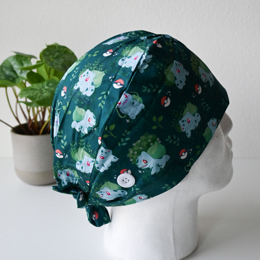 POKEMON - BULBASAUR THEMED SATIN LINED REGULAR SCRUB CAP