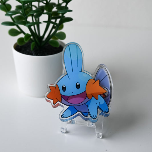 POKEMON - MUDKIP THEMED ACRYLIC SHAKER BADGE REEL