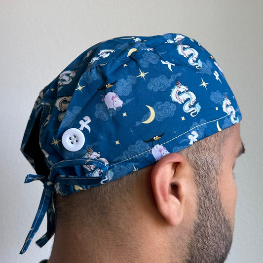 SPIRITED AWAY - FLYING AT NIGHT WITH HAKU SATIN LINED REGULAR SCRUB CAP