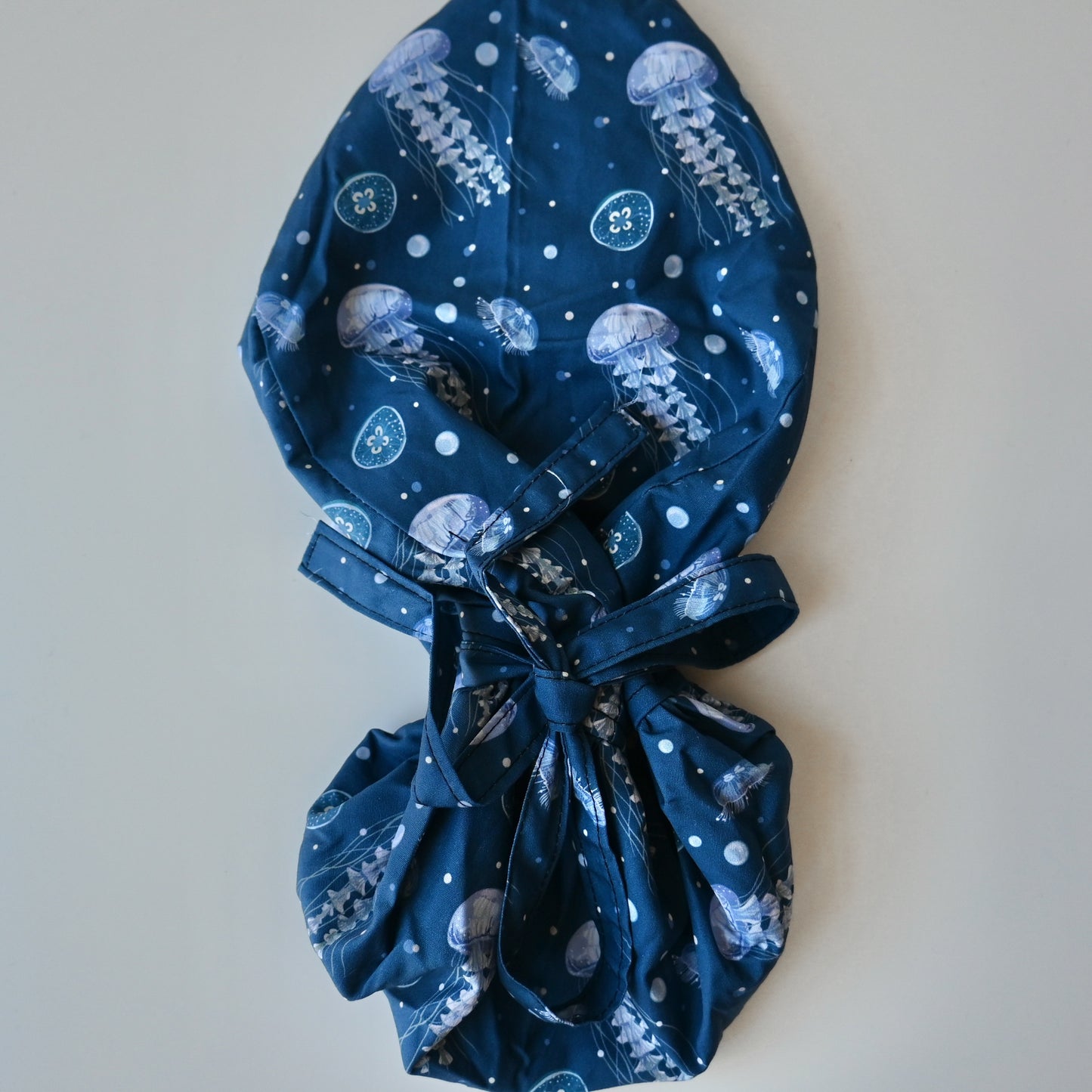 JELLYFISH THEMED SATIN LINED PONYTAIL SCRUB CAP