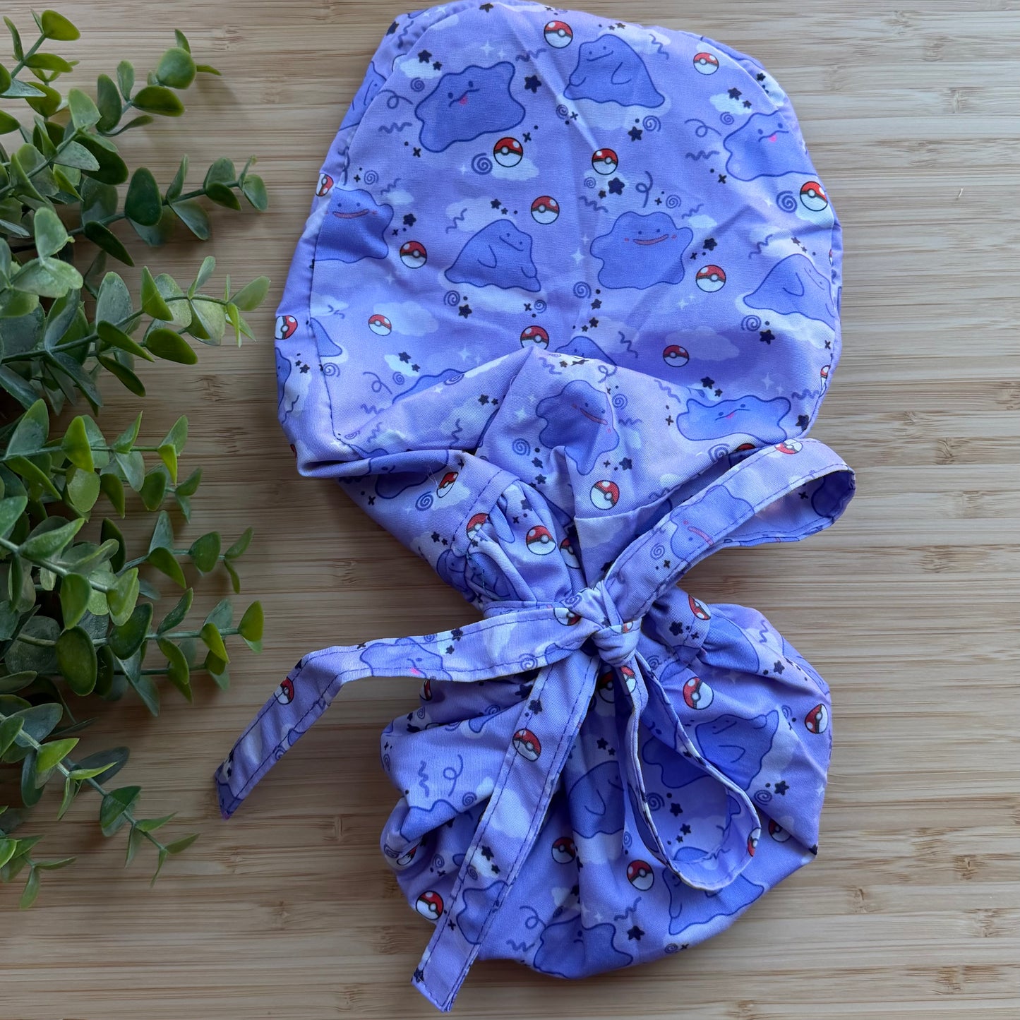 POKEMON - DITTO THEMED SATIN LINED PONYTAIL SCRUB CAP