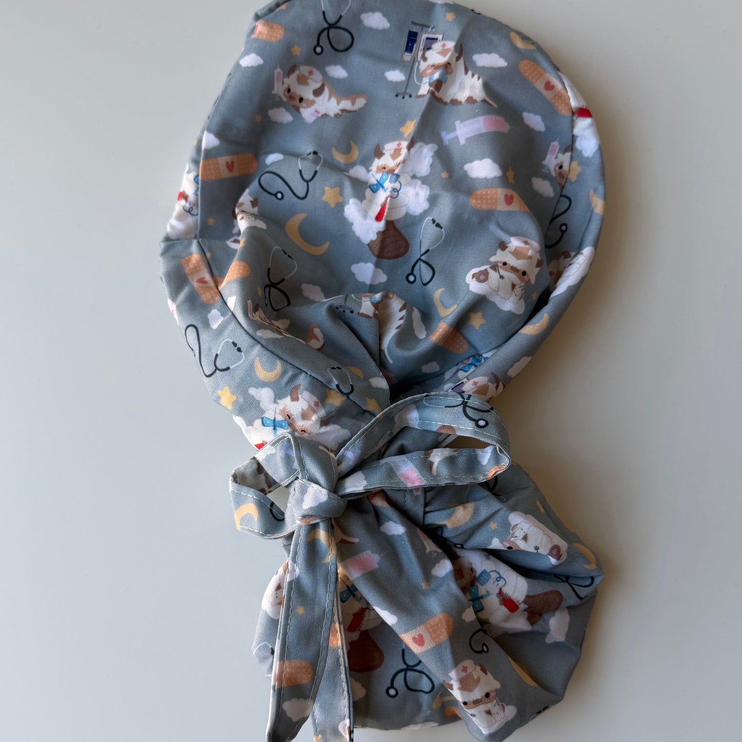 ATLA - MEDICAL APPA THEMED SATIN LINED PONYTAIL SCRUB CAP