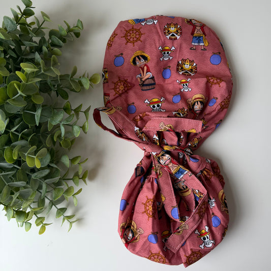 ONE PIECE - LUFFY THEMED SATIN LINED PONYTAIL SCRUB CAP