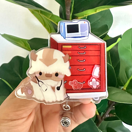 EMERGENCY APPA THEMED ACRYLIC SHAKER BADGE REEL