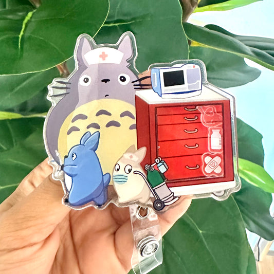 EMERGENCY STUDIO GHIBLI THEMED  ACRYLIC SHAKER BADGE REEL