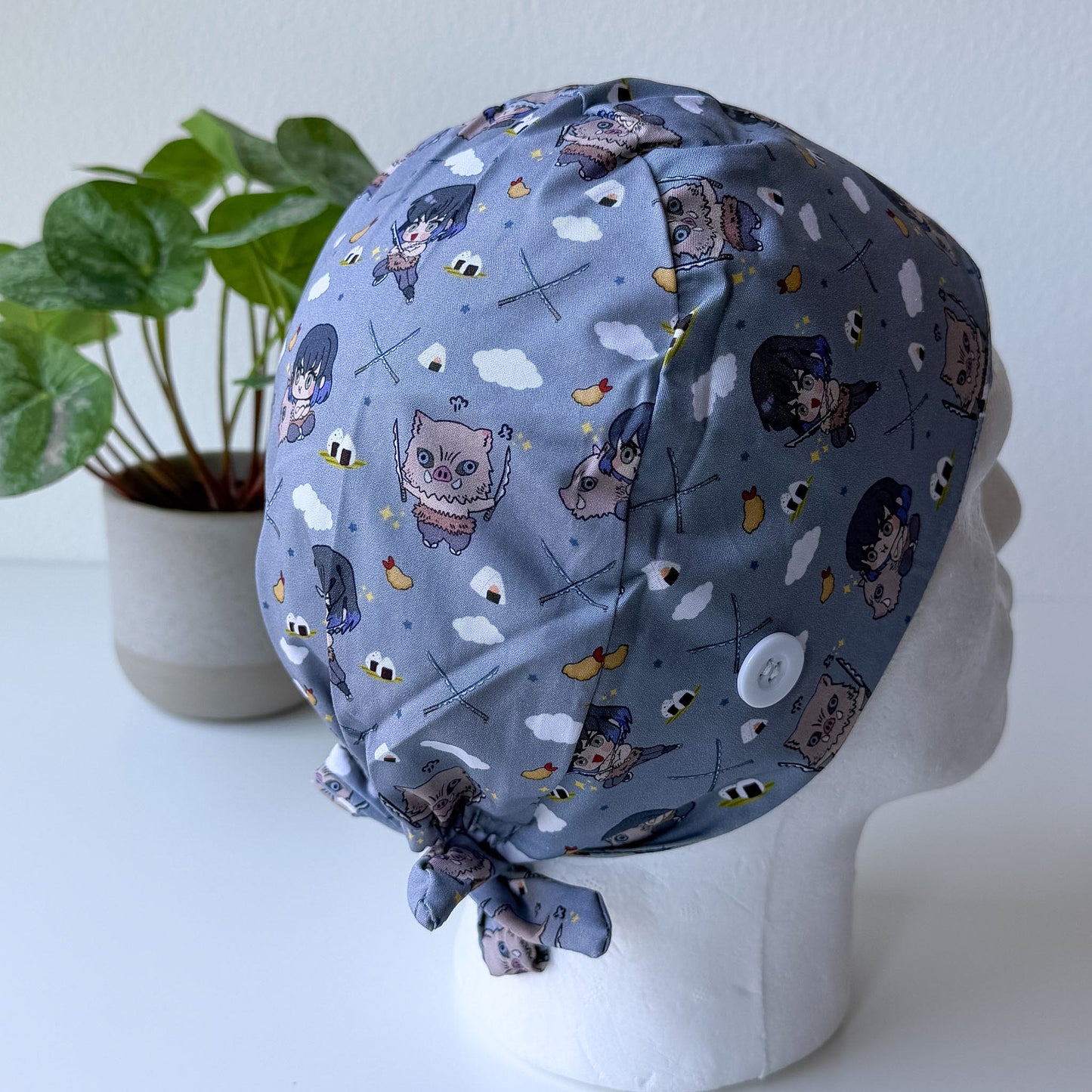 DEMON SLAYER - INOSUKE HASHIBIRA THEMED SATIN LINED REGULAR SCRUB CAP