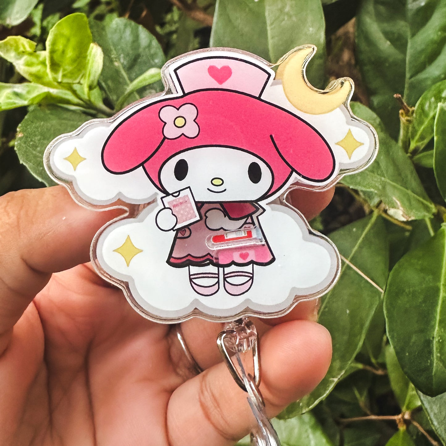 MY MELODY - MEDICAL THEMED ACRYLIC SHAKER BADGE REEL