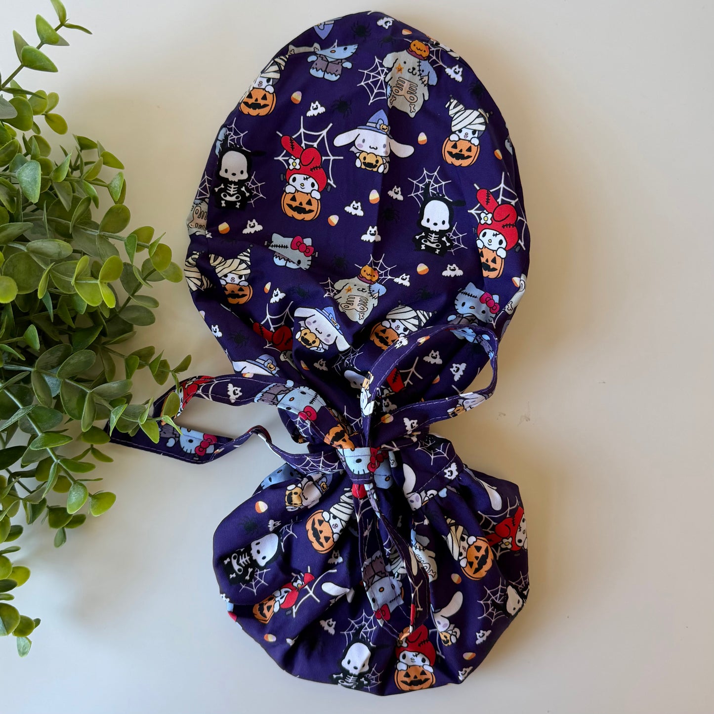SANRIO HALLOWEEN THEMED SATIN LINED PONYTAIL SCRUB CAP