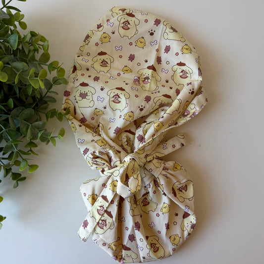 POMPOMPURIN THEMED SATIN LINED PONYTAIL SCRUB CAP