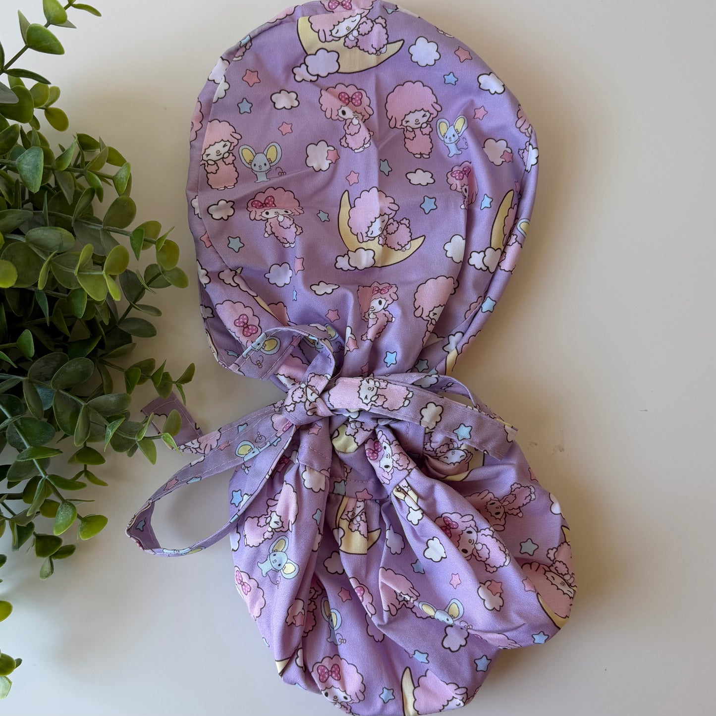 MY SWEET PIANO THEMED SATIN LINED PONYTAIL SCRUB CAP